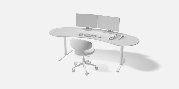 Schöner Schreibtisch Konfiguration 240x80cm gebogen